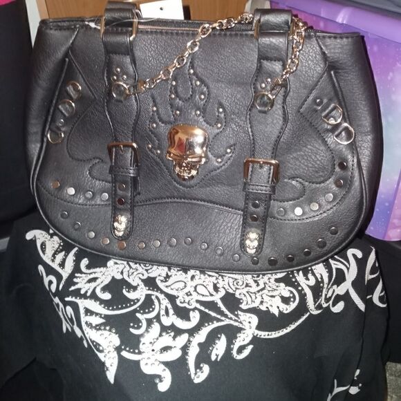 Flames Skull Handbag - Picture 1 of 4